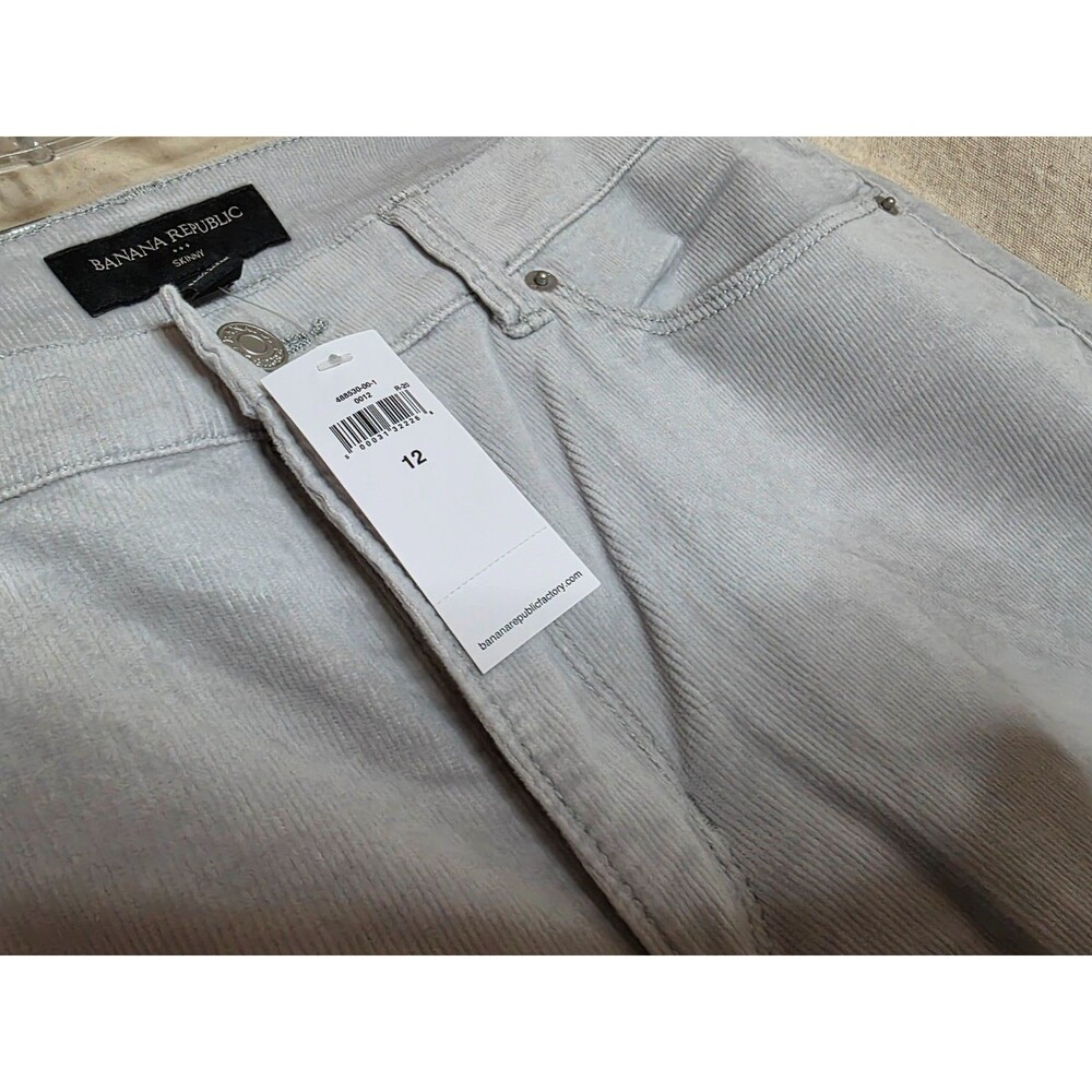 NWT Banana Republic Gray Corduroy Skinny Pants Womens 12 Mid Rise Stretch - Picture 9 of 12